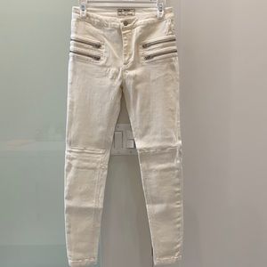 Free People White Zip Jeans